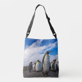 Penguins Marching Blue Sky Crossbody Tas (Achterkant)