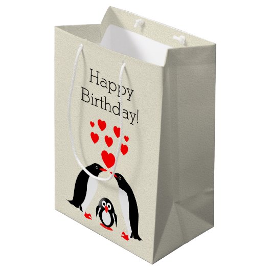 Penguins Medium Cadeauzakje (Voorkant Gekanteld)