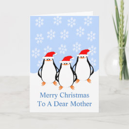Penguins Moeder Kerstmis Feestdagen Kaart