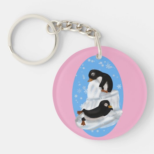 Penguins Napping Acryl Sleutelhanger (Voorkant)