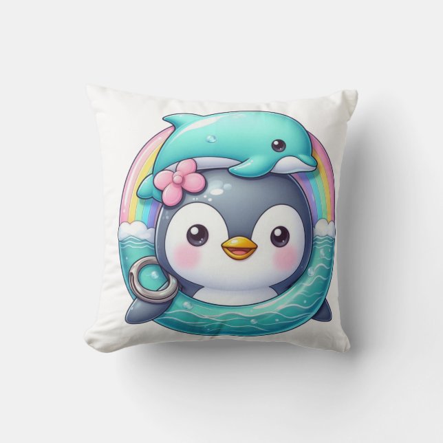 Penguin's Ocean Adventure Kussen (Voorkant)