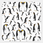 Penguins Pattern Vierkante Sticker (Voorkant)