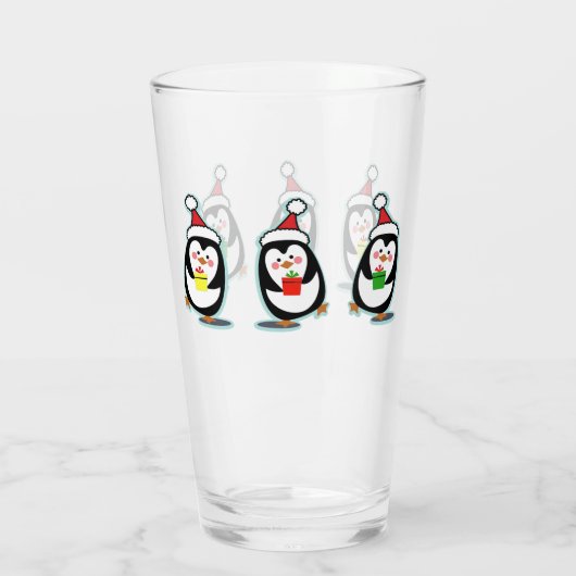 Penguins Pint Glass - kerstfeestdag Glas (Achterkant)
