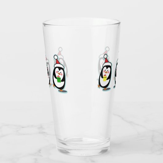 Penguins Pint Glass - kerstfeestdag Glas (Links)