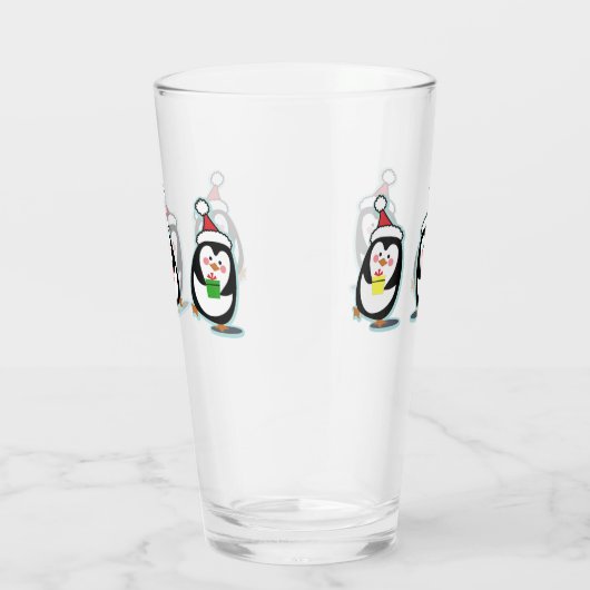 Penguins Pint Glass - kerstfeestdag Glas (Rechts)