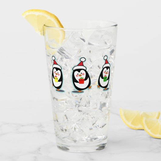 Penguins Pint Glass - kerstfeestdag Glas (Voorkant ijs)