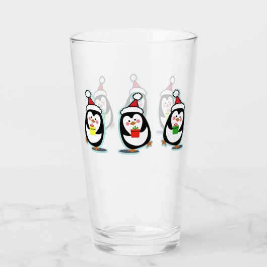 Penguins Pint Glass - kerstfeestdag Glas (Voorkant)