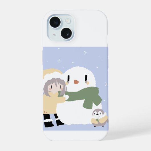 Penguins Playing in the Snow iPhone 15 Case (Achterkant)