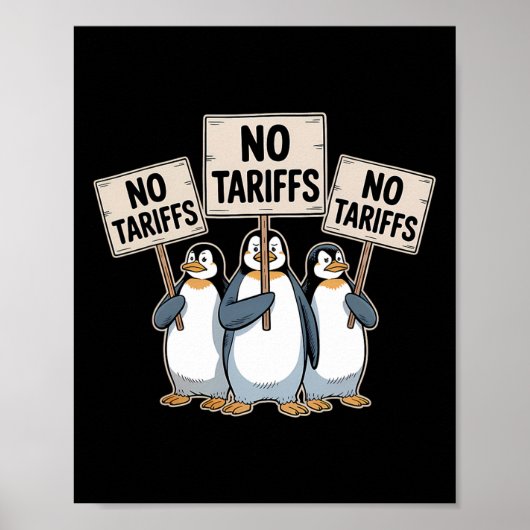 Penguins Protest Against Trump Tariffs Funny Pengu Poster (Voorkant)
