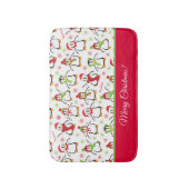 Penguins Red en Green Pattern Merry Kerstmis Badmat (Voorkant Verticaal)