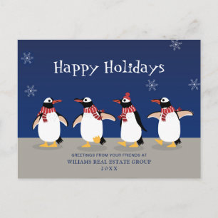 Penguins Red Scarf kerst Corporate Greeting Briefkaart