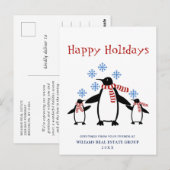 Penguins Red Scarf kerst Corporate Greeting Briefkaart (Voorkant / Achterkant)