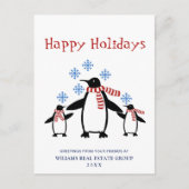 Penguins Red Scarf kerst Corporate Greeting Briefkaart (Voorkant)