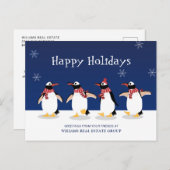 Penguins Red Scarf kerst Corporate Greeting Feestdagenkaart (Voorkant / Achterkant)