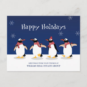 Penguins Red Scarf kerst Corporate Greeting Feestdagenkaart
