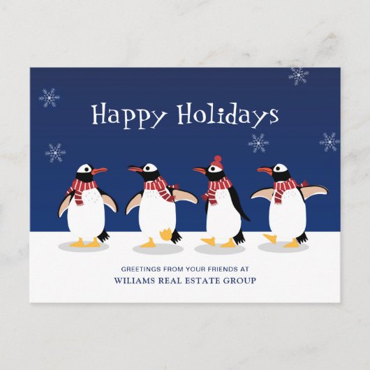 Penguins Red Scarf kerst Corporate Greeting Feestdagenkaart (Voorkant)