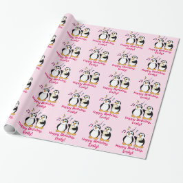 Penguins Singing Happy Birthday Name  Cadeaupapier
