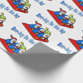 Penguins Sledding Winter Vakantie Scene Cadeaupapier (Hoek)