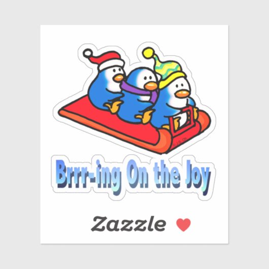 Penguins Sledding Winter Vakantie Scene Sticker (Vel)