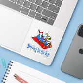 Penguins Sledding Winter Vakantie Scene Sticker (Laptop met iPhone)