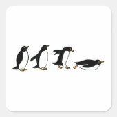 Penguins Sliding Vierkante Sticker (Voorkant)