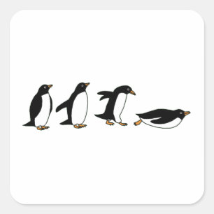 Penguins Sliding Vierkante Sticker