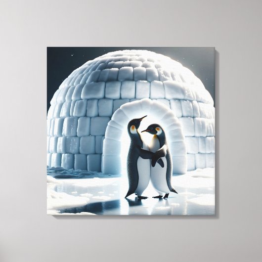 Penguins Slow Dancing beroemd gemaakt door Igloo Canvas Afdruk (Voorkant)