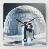 Penguins Slow Dancing beroemd gemaakt door Igloo Vierkante Klok (Voorkant)