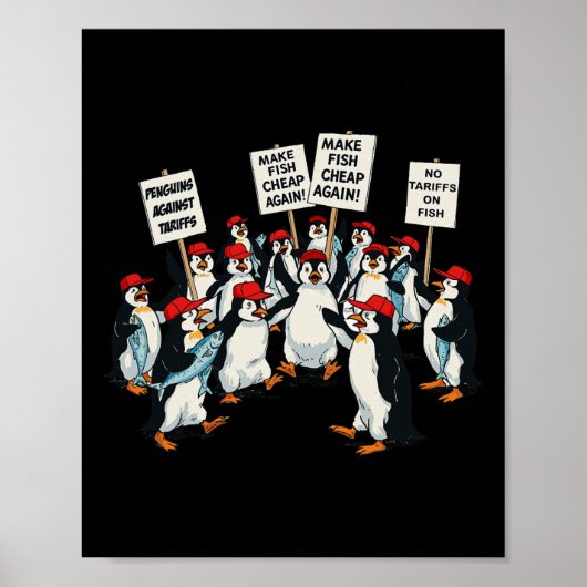 Penguins Tegen Tarief Grappig Penguin Anti-tarief Poster (Voorkant)