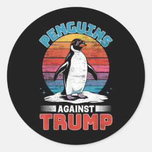 Penguins tegen Trump pinguïn flipt anti-TR op Ronde Sticker