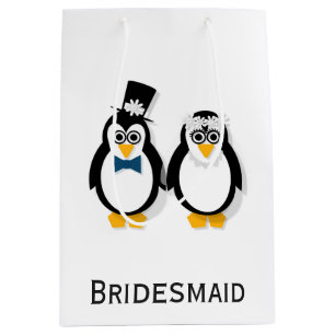 Penguins Trouwcadeau Tas (Aanpasbaar) Medium Cadeauzakje