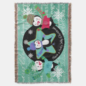 Penguins Typography Merry Kerstfeestdag Throw Deken (Voorkant Verticaal)
