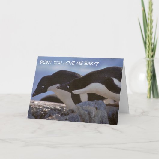 Penguins Valentijnsdag Groeten Kaart (Voorkant)
