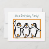 Penguins verjaardagsfeestje uitnodiging (Voorkant)