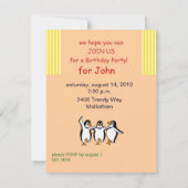 Penguins verjaardagsfeestje uitnodiging (Achterkant)