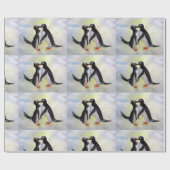 Penguins Watercor Art Matte Wrapping Paper Cadeaupapier (Vlak)