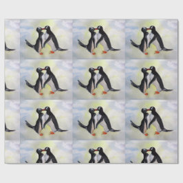 Penguins Watercor Art Matte Wrapping Paper Cadeaupapier