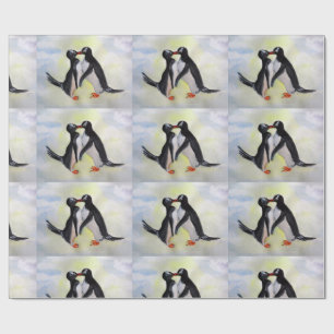 Penguins Watercor Art Matte Wrapping Paper Cadeaupapier