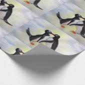 Penguins Watercor Art Matte Wrapping Paper Cadeaupapier (Hoek)