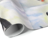 Penguins Watercor Art Matte Wrapping Paper Cadeaupapier (Rol Hoek)