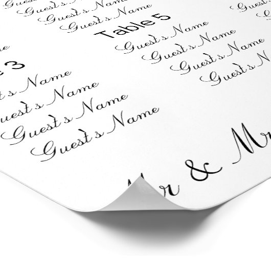 Penguins Wedding Dinner Seating Plan Poster (Hoek)