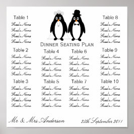 Penguins Wedding Dinner Seating Plan Poster