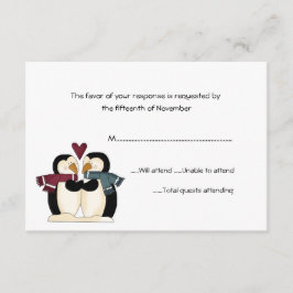 Penguins Wedding Response Card RSVP Kaartje