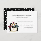 Penguins Wedding Response Card RSVP Kaartje (Voorkant / Achterkant)
