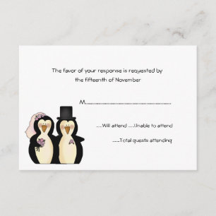 Penguins Wedding Response Card RSVP Kaartje