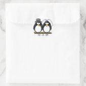 Penguins Wedding Ronde Sticker (Tas)