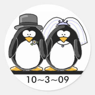 Penguins Wedding Ronde Sticker