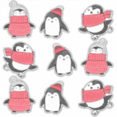 Penguins Winter Cute Snow Birds Sticker (Voorkant)
