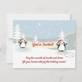 Penguins Winter Scene Holiday Kerstfeest Kaart (Voorkant)