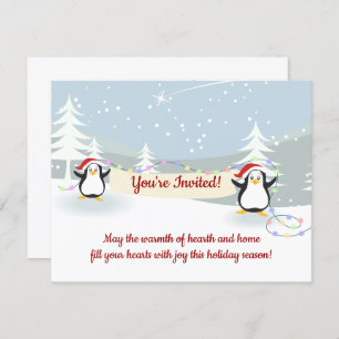 Penguins Winter Scene Holiday Kerstfeest  Kaart